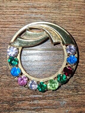 Mid Century Van Dell 12k Gold Filled Gemstone Brooch